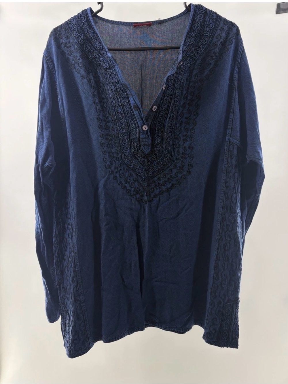 Raj Navy Blue Embroidered Swim Coverup Tunic